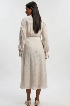 KarenMillen Robe Maxi Chemise À Manches Longues Ornée De Strass Thermocollants Petite Taille<Femme Robes À Manches Longues|Robes