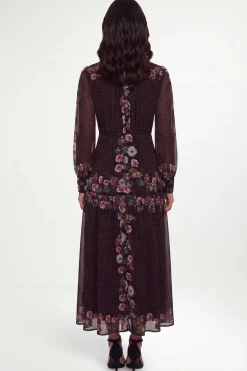Robe Maxi Chemise À Volants Étagés Motif Floral