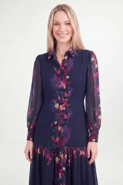 Robe Maxi Chemise À Volants Étagés Motif Floral Petite