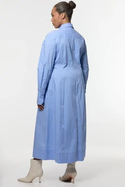 Robe maxi chemisier en coton à rayures et rosette grande taille