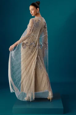 Robe Maxi Coast Muse Richement Ornée Avec Manches Cape