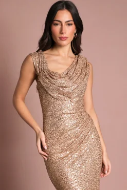 Robe Maxi À Col Bénitier Ornée De Sequins