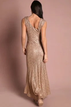 Robe Maxi À Col Bénitier Ornée De Sequins