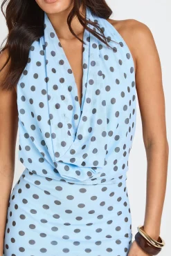 boohoo Robe Maxi À Col Bénitier Profond À Pois Ton Sur Ton<Femme Pois|Robes