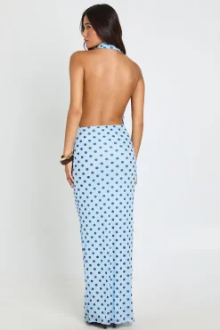 boohoo Robe Maxi À Col Bénitier Profond À Pois Ton Sur Ton<Femme Pois|Robes