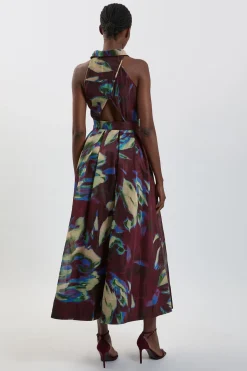Robe Maxi À Col En Organza Imprimé Abstrait Petite