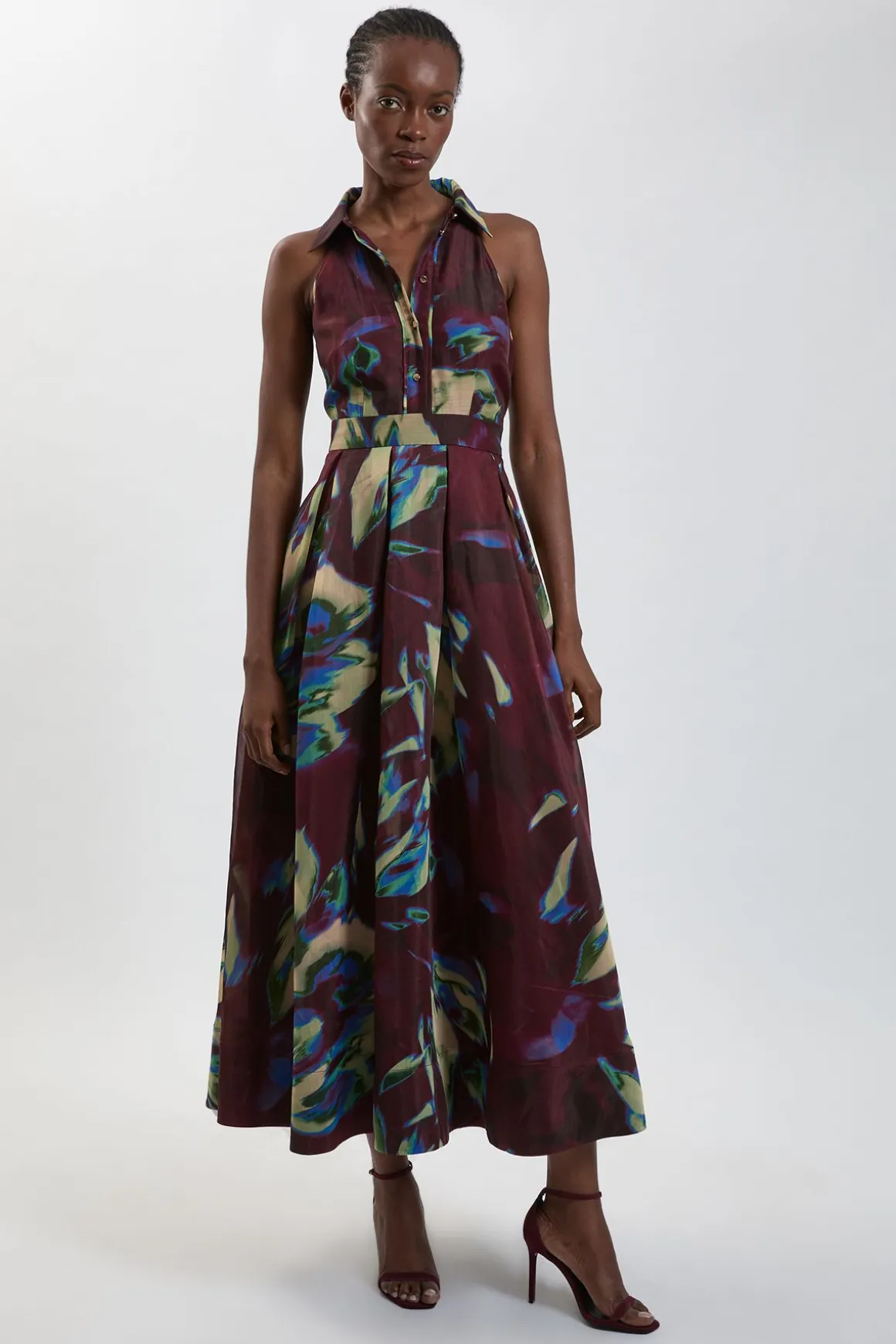 Robe Maxi À Col En Organza Imprimé Abstrait Petite