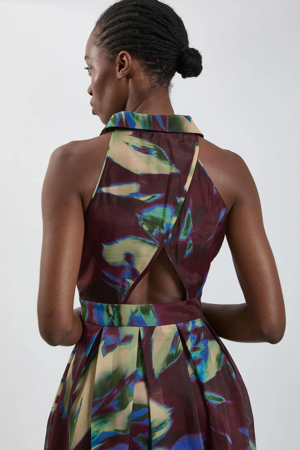 Robe Maxi À Col En Organza Imprimé Abstrait Petite