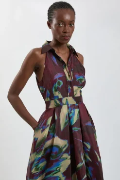 Robe Maxi À Col En Organza Imprimé Abstrait Petite