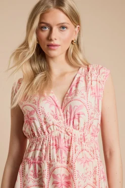 Robe Maxi À Col En V Avec Liens Latéraux Et Imprimé Palmiers
