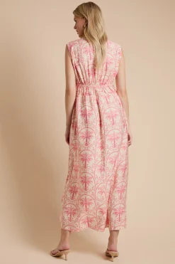 Robe Maxi À Col En V Avec Liens Latéraux Et Imprimé Palmiers