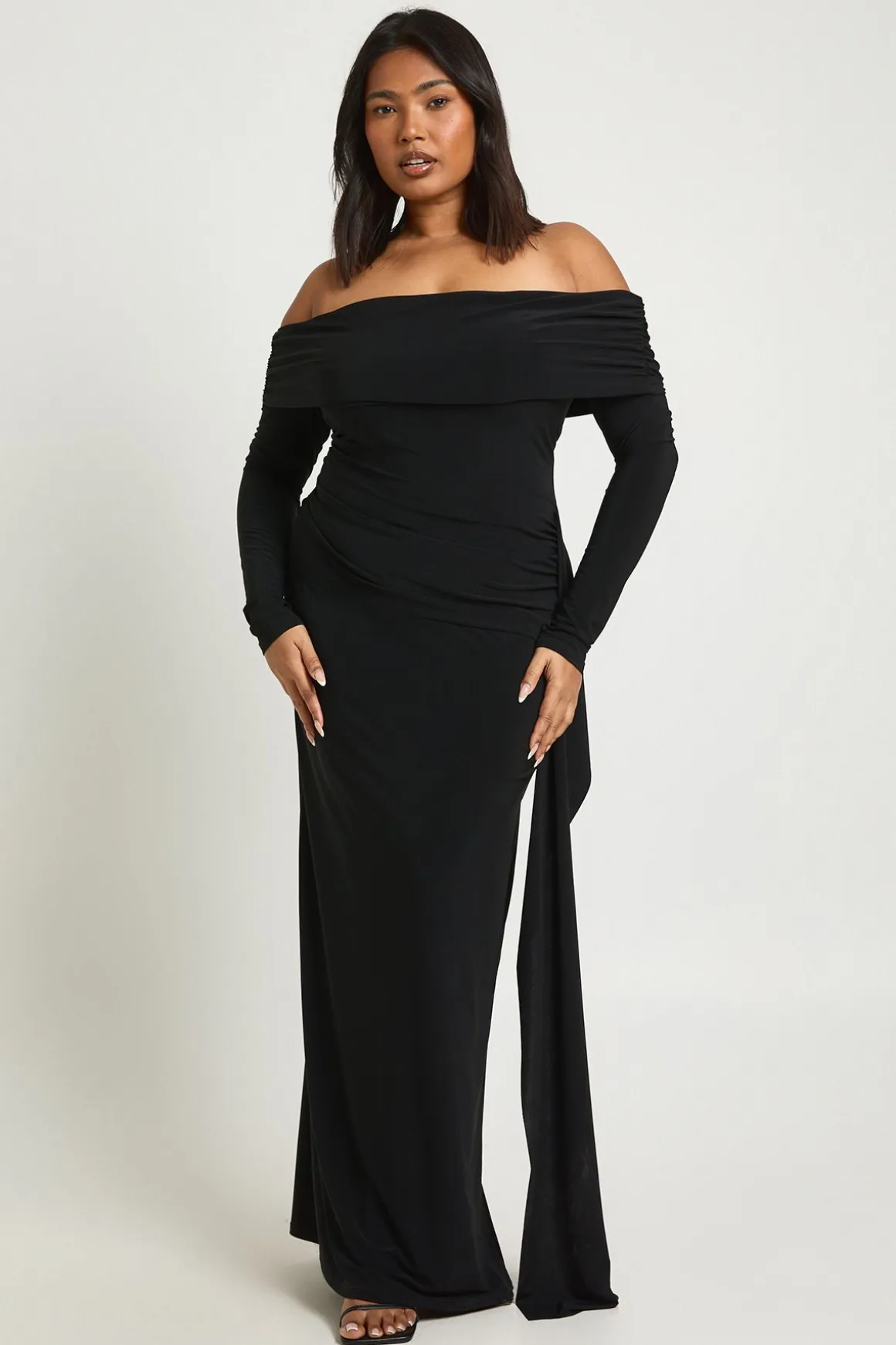 Robe Maxi Colonne Bardot Moulante Grande Taille