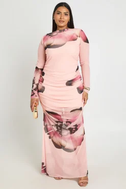 Robe Maxi Colonne En Mesh Floral Grande Taille