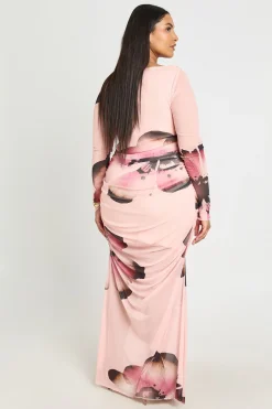 Robe Maxi Colonne En Mesh Floral Grande Taille