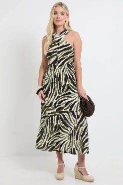 Robe Maxi À Col Torsadé Imprimé Abstrait Petite