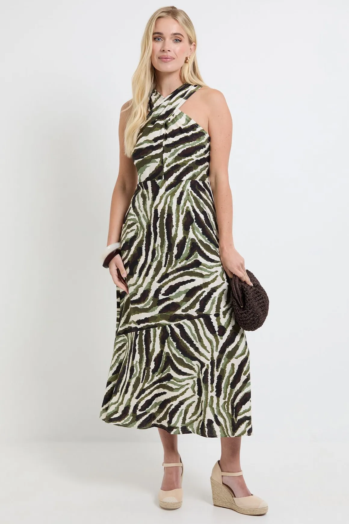 Robe Maxi À Col Torsadé Imprimé Abstrait Petite