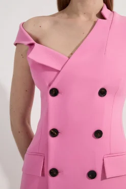 Robe maxi crayon ajustée stretch pour petite taille à col asymétrique