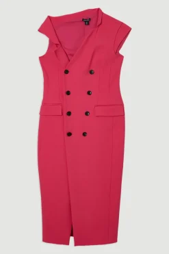 Robe Maxi Crayon Ajustée Stretch Compact à Col Asymétrique