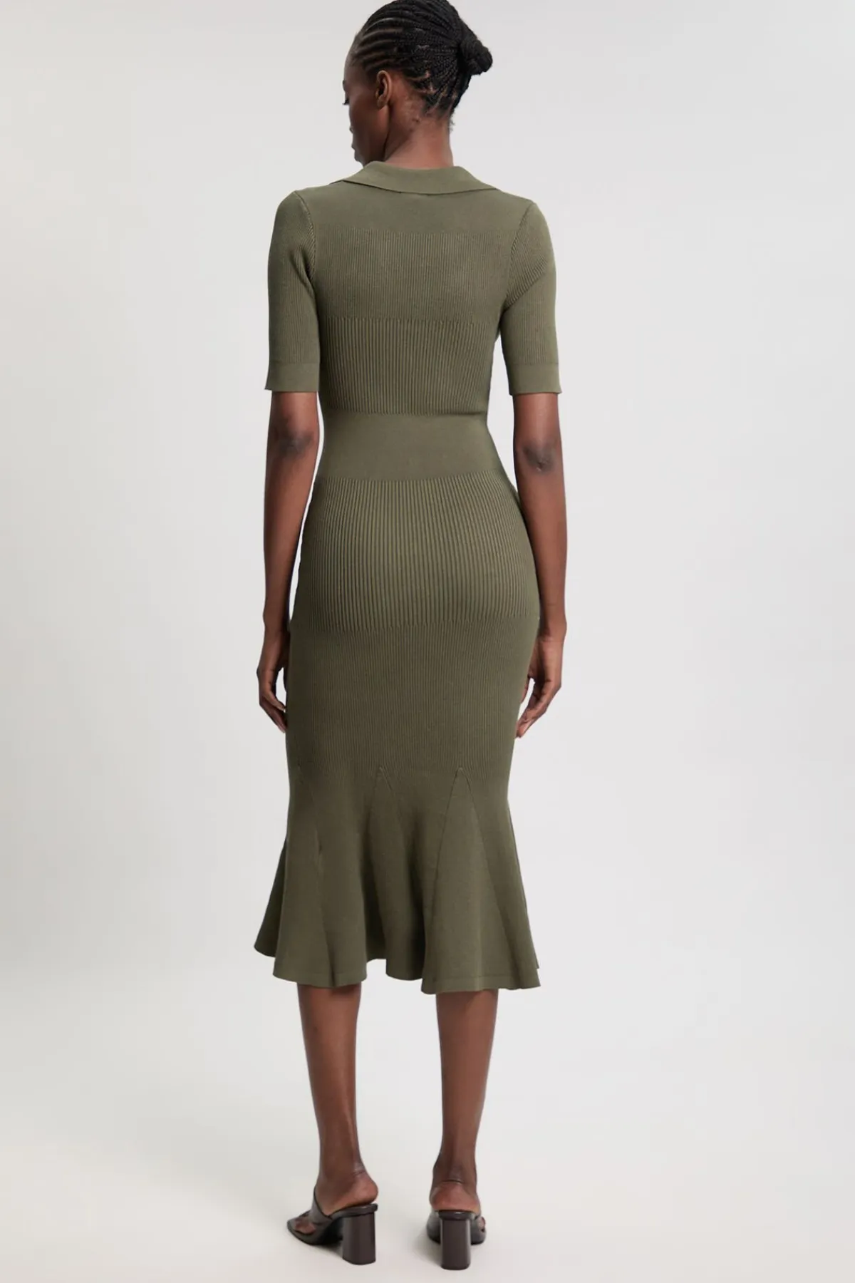 KarenMillen Robe Maxi Côtelée À Col Avec Détails Militaires Petite<Femme Robes|Robes Longues