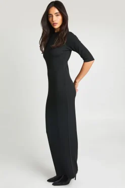 Robe Maxi Côtelée À Manches 3/4 Basique