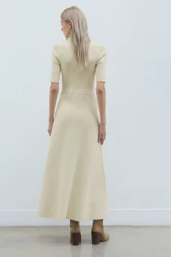 KarenMillen Robe Maxi Côtelée Petite Avec Détails Militaires<Femme Toutes Les Robes|Robes D’Automne