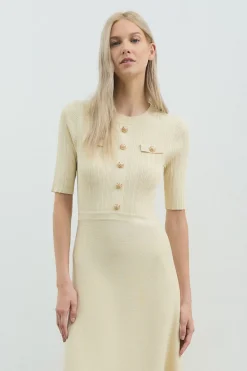 KarenMillen Robe Maxi Côtelée Petite Avec Détails Militaires<Femme Toutes Les Robes|Robes D’Automne