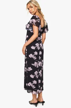 Robe maxi à décolleté plongeant en chiffon floral