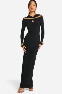 Robe Maxi à Découpe Détail Ornemental
