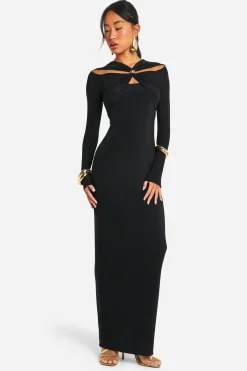 Robe Maxi à Découpe Détail Ornemental