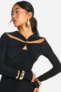 Robe Maxi à Découpe Détail Ornemental