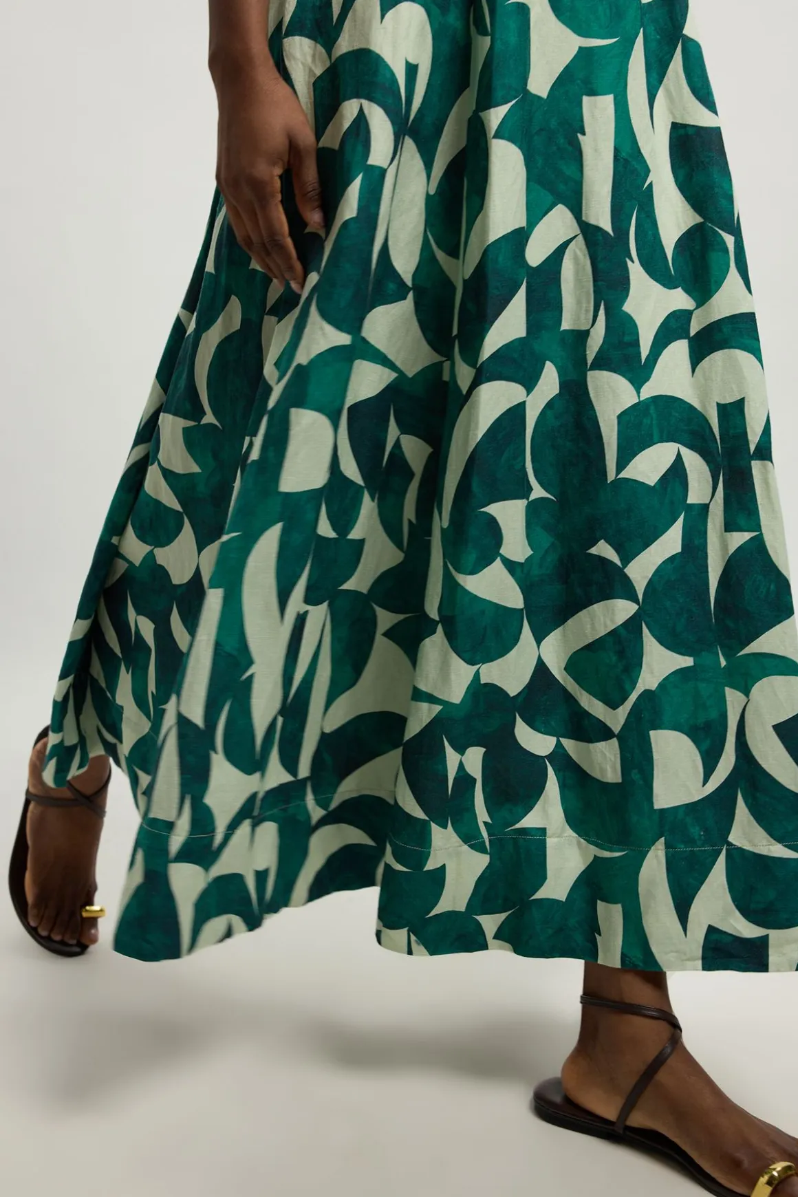 Robe Maxi De Bal En Lin Tissé À Imprimé Géométrique
