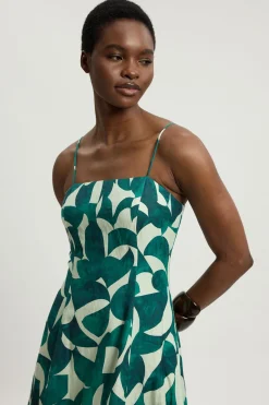 Robe Maxi De Bal En Lin Tissé À Imprimé Géométrique