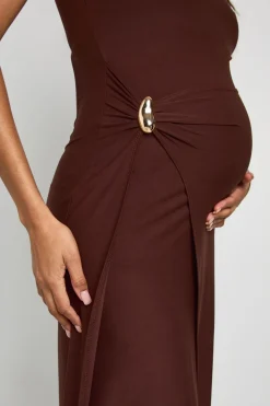 Robe maxi de maternité avec détails de garniture et fronces