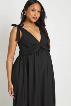 Robe Maxi De Maternité Avec Nœuds Aux Épaules