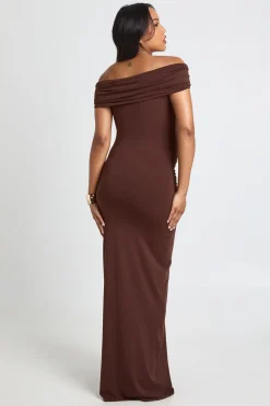 Robe Maxi De Maternité Bardot Froncée