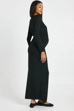 robe maxi de maternité à côtes avec encolure échancrée