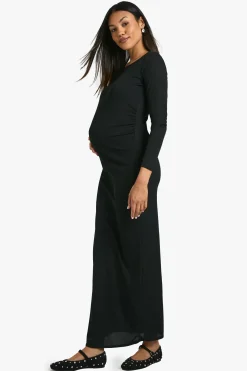 robe maxi de maternité à côtes avec encolure échancrée