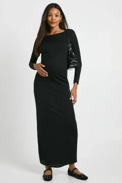 robe maxi de maternité à côtes avec encolure échancrée