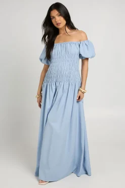 Robe Maxi De Maternité Effet Lin À Manches Bouffantes Et Corsage Froncé