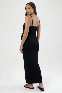 Robe Maxi De Maternité À Encolure Carrée Basique