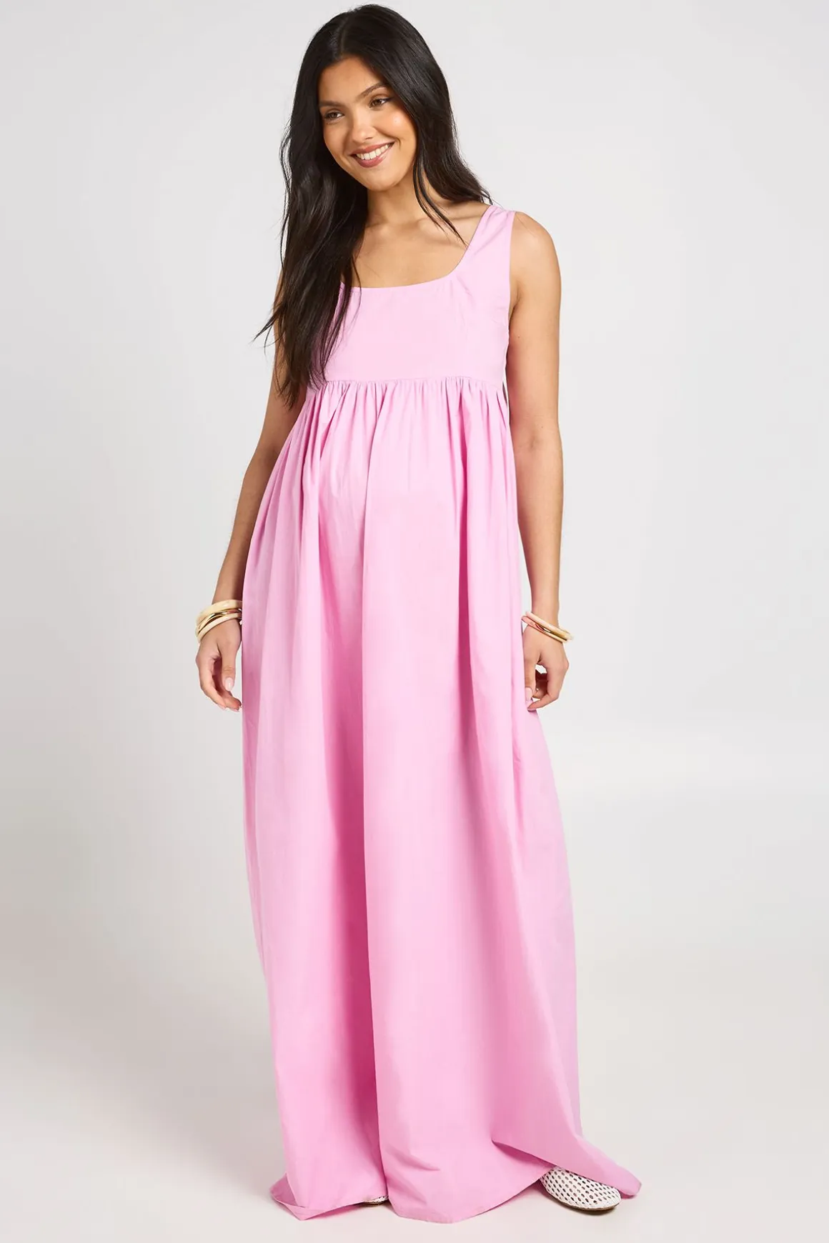 Robe Maxi De Maternité À Encolure Carrée