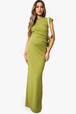 Robe maxi de maternité en côtes avec détail de nœud
