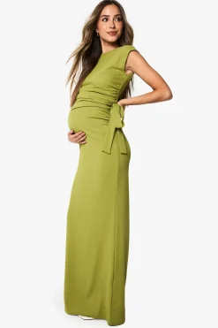 Robe maxi de maternité en côtes avec détail de nœud