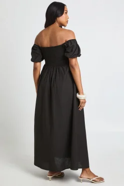 boohoo Robe Maxi De Maternité En Lin À Manches Bouffantes Et Fronces<Femme Robes Patineuses|Robes