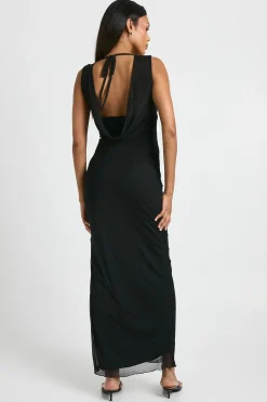 Robe Maxi De Maternité En Mesh Avec Col Bénitier Et Fronces