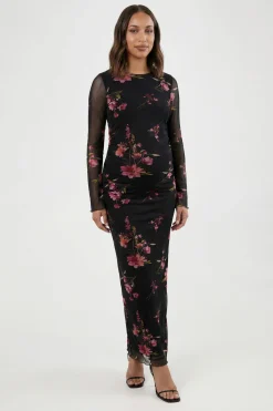 Robe Maxi De Maternité En Mesh Floral
