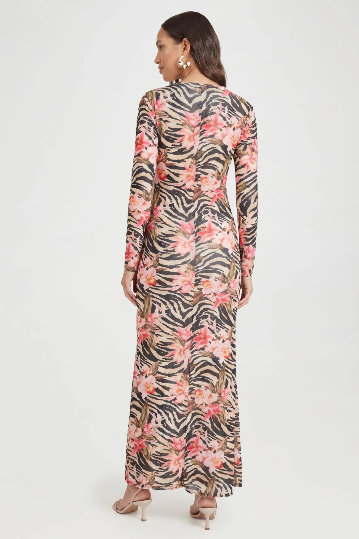Robe Maxi De Maternité À Manches Longues Et Imprimé Abstrait