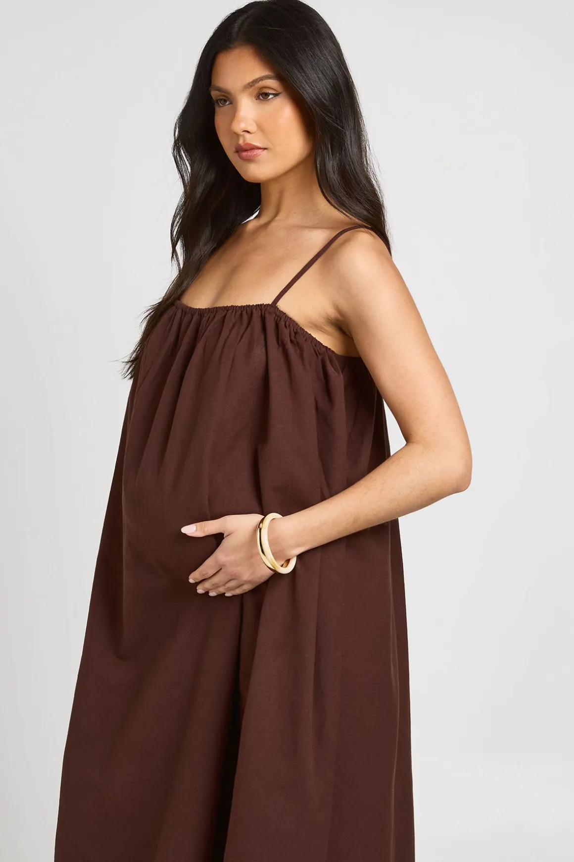 Robe Maxi De Maternité Volumineuse Avec Poches