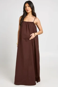 Robe Maxi De Maternité Volumineuse Avec Poches