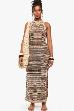 Robe Maxi de Plage en Crochet Rayée